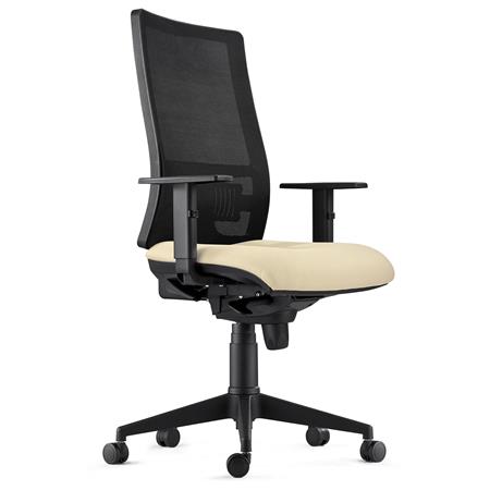 Cadeira Ergonómica EMERSON, Braços e Suporte Lombar Ajustáveis, Em Creme