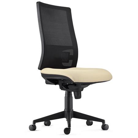 Cadeira Ergonómica EMERSON, Sem Apoia Braços, Suporte Lombar Ajustável, Em Creme