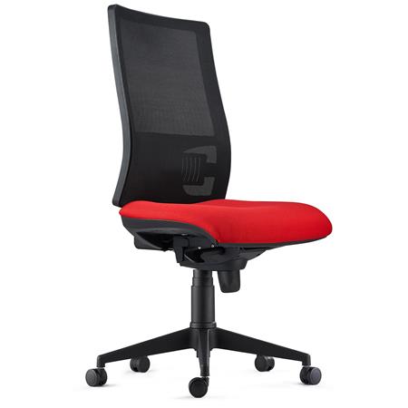 Cadeira Ergonómica EMERSON, Sem Apoia Braços, Suporte Lombar Ajustável, Em Vermelho