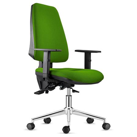 Cadeira Ergonómica INDIANA, em Pano, Verde, Base Metálica, com Braços Ajustáveis