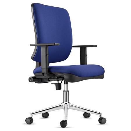 Cadeira Ergonómica DIEGO, Base Metálica, em Pano cor Azul escuro, Acolchoado Grosso