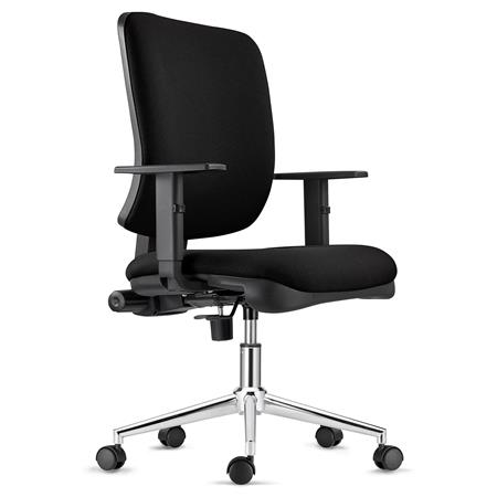 Cadeira Ergonómica DIEGO, Base Metálica, em Pano cor Preto, Acolchoado Grosso