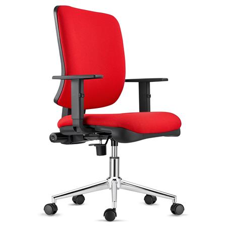 Cadeira Ergonómica DIEGO, Base Metálica, em Pano cor Vermelho, Acolchoado Grosso