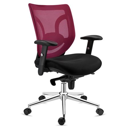 Cadeira Ergonómica LAMBO, Uso 8H, Suporte Lombar, Comodidade, em Vermelho