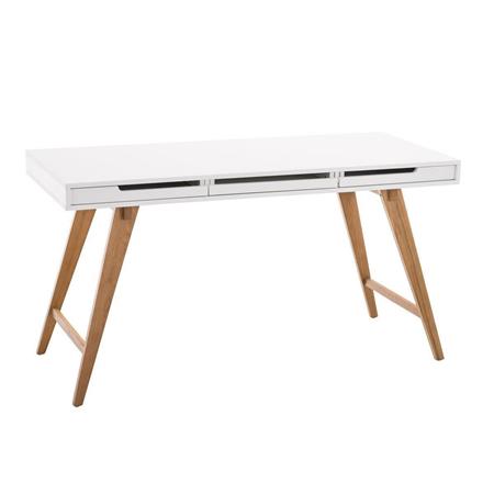 Mesa de Escritório PROTON XL, Dimensões 140x60x75 cm, Em Madeira, Branco e Castanho