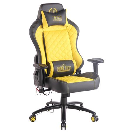 Cadeira gaming COPSE, Função de Aquecimento e Massagem, Em Pele Preto / Amarelo