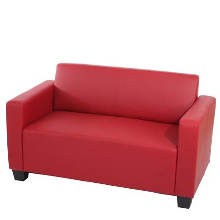 Sofá de 2 lugares RODDY, Design Elegante, Conforto, Em Pele, Cor Vermelho