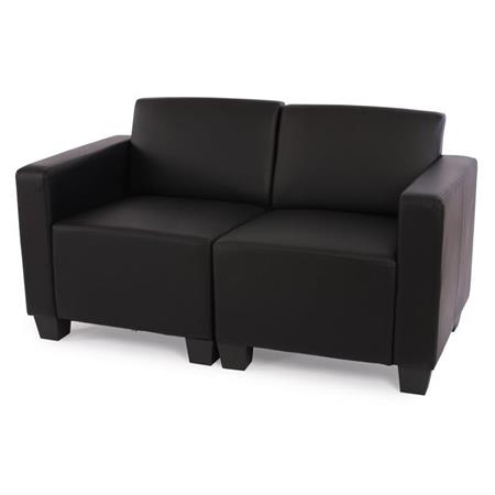 Sofá Modular 2 lugares LONY, Grosso Acolchoado, Design Exclusivo, Em Pele, Preto