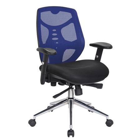 Cadeira Ergonómica MANTRA, Ajustável, Malha Respirável, Suporte Lombar, Cor Azul