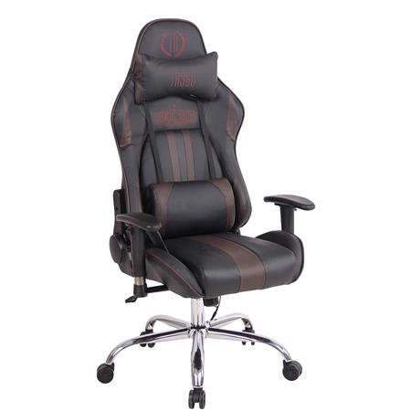 Cadeira Gaming INDY, Encosto Reclinável, Almofada Lombar e Cervical, Em Preto / Castanho