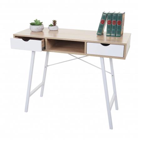 Mesa de Escritório NILSA, 100x40x80 cm, Estructura Metálica, Castanho e Branco