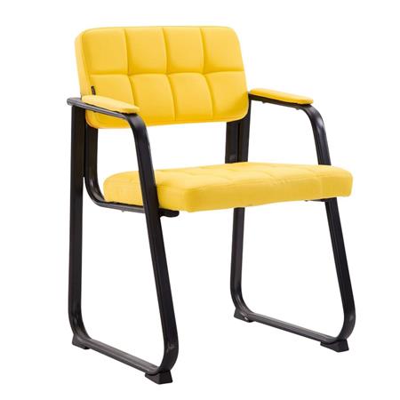 Cadeira de Visita CABANA, Design Moderno, Em Pele, Cor Amarelo