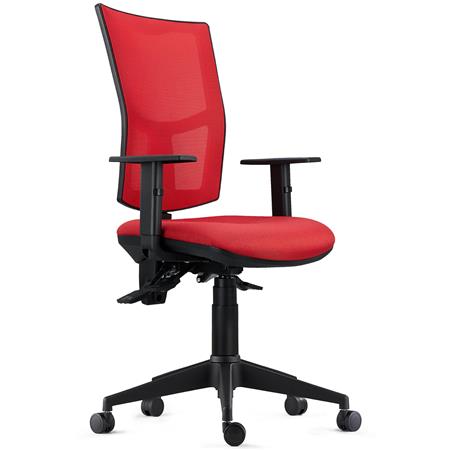 Cadeira Ergonómica ATLANTA, Mecanismo Sincronizado, Uso de 8H, Em Pano e Malha, Vermelho