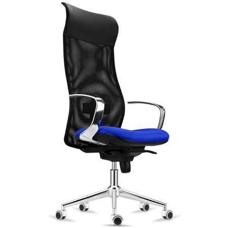 Cadeira Ergonómica YEDA, Design Elegante, Encosto Alto, Uso de 8H, Malha e Pano, Azul