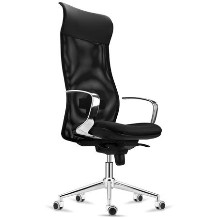 Cadeira Ergonómica YEDA, Design Elegante, Encosto Alto, Uso de 8H, Malha e Pano, Preto